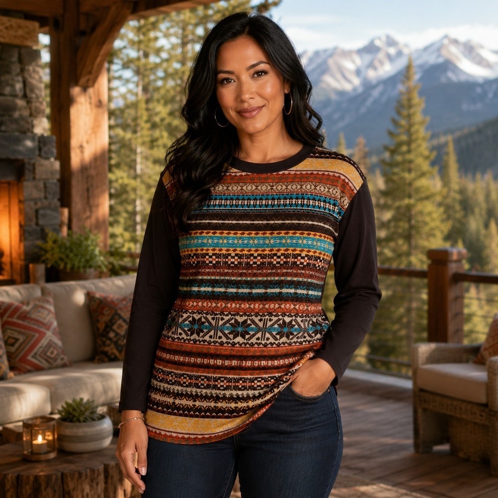 Red Lolly Women's Medium Sweater Y2K Aztec Gorpcore Cozy Mod Geo Tribal Boutique